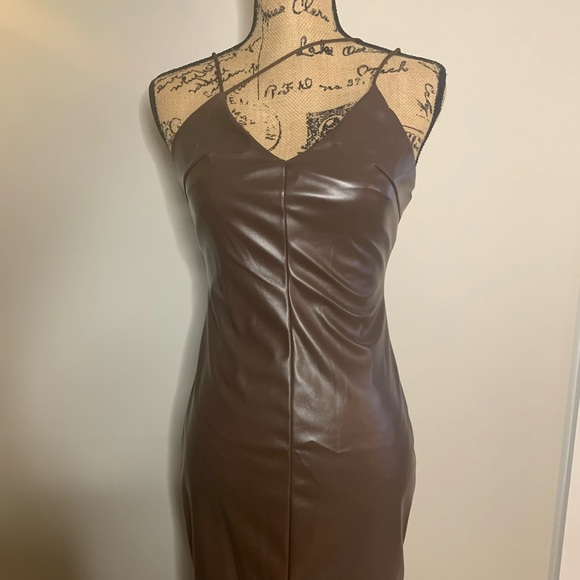 Shein Crisscross PU Leather Cami Bodycon Dress - Picture 1 of 5